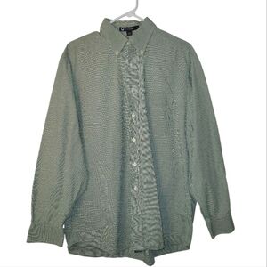 TOMMY HILFIGER TLC Button Down Dress Shirt, 16/L, Green Micro Plaid, EUC